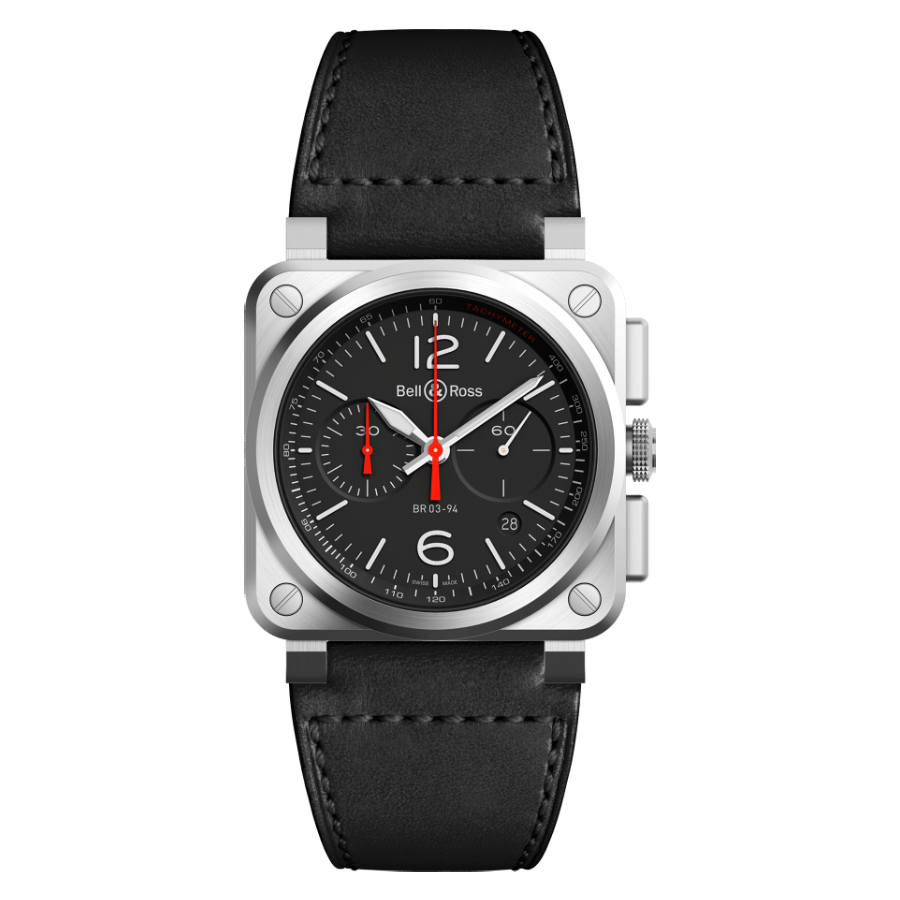 Men's watch / unisex  BELL & ROSS, BR 03-94 Black Steel / 42mm, SKU: BR0394-BLC-ST/SCA | watchapproach.com