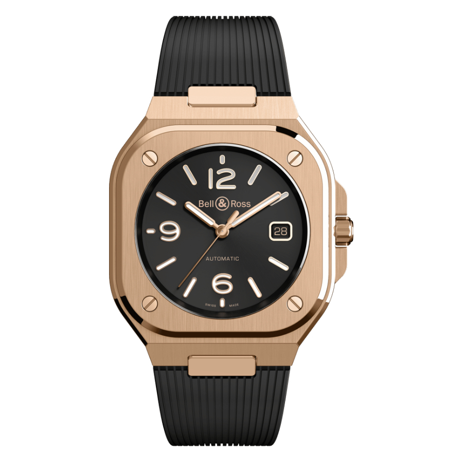 Men's watch / unisex  BELL & ROSS, BR 05 Gold / 40mm, SKU: BR05A-BL-PG/SRB | watchapproach.com