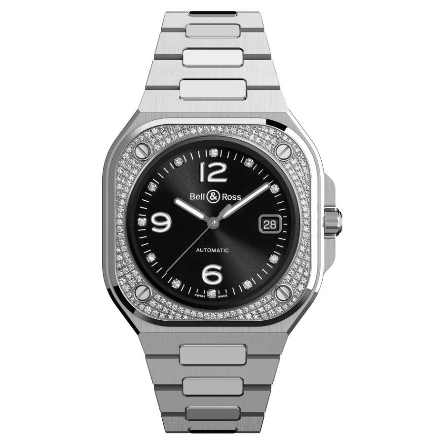 Men's watch / unisex  BELL & ROSS, BR 05 Diamond / 40mm, SKU: BR05A-BL-STFLD/SST | watchapproach.com
