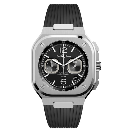 Men's watch / unisex  BELL & ROSS, BR 05 Chrono Black Steel / 42mm, SKU: BR05C-BLC-ST/SRB | watchapproach.com