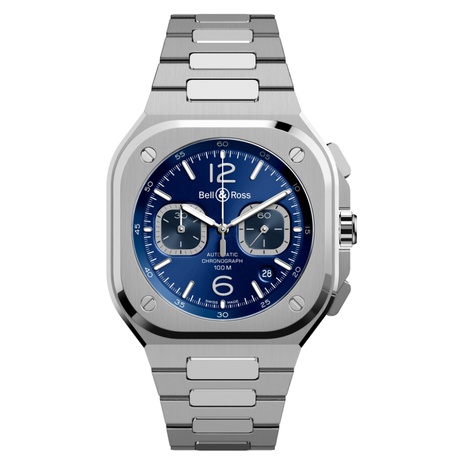Men's watch / unisex  BELL & ROSS, BR 05 Chrono Blue Steel / 42mm, SKU: BR05C-BLU-ST/SST | watchapproach.com