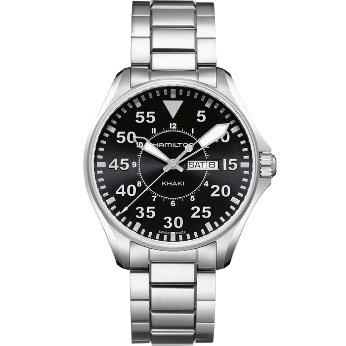 Men's watch / unisex  HAMILTON, Khaki Aviation Pilot Day Date Quartz / 42mm, SKU: H64611135 | watchapproach.com