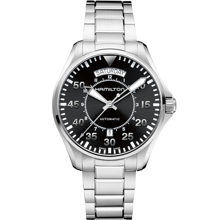 Men's watch / unisex  HAMILTON, Khaki Aviation Pilot Day Date Auto / 42mm, SKU: H64615135 | watchapproach.com