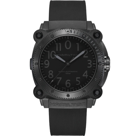 Men's watch / unisex  HAMILTON, Khaki Navy BeLOWZERO Auto Titanium / 46mm, SKU: H78505330 | watchapproach.com