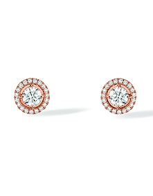 Joy Round 2x0.25ct Diamonds Pink Gold Studs Earrings