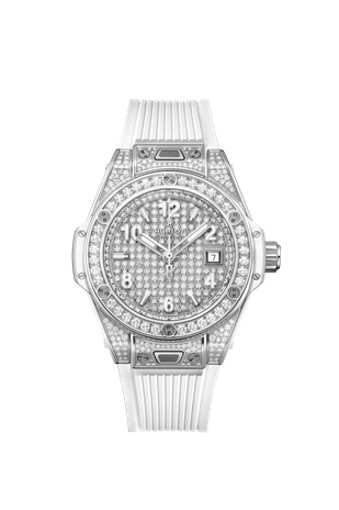 Ladies' watch  HUBLOT, Big Bang One Click Steel White Full Pave / 33mm, SKU: 485.SE.9000.RW.1604 | watchapproach.com