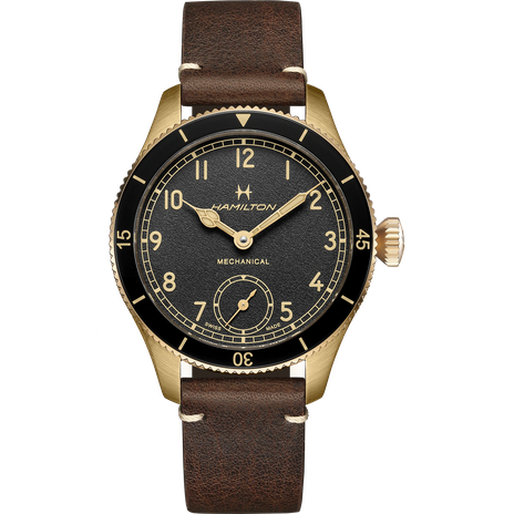 Men's watch / unisex  HAMILTON, Khaki Aviation Pioneer Mechanical Bronze / 43mm, SKU: H76709530 | watchapproach.com