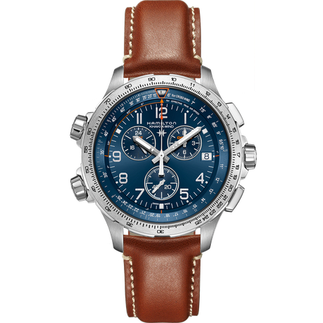 Men's watch / unisex  HAMILTON, Khaki Aviation X-Wind GMT Chrono Quartz / 46mm, SKU: H77922541 | watchapproach.com