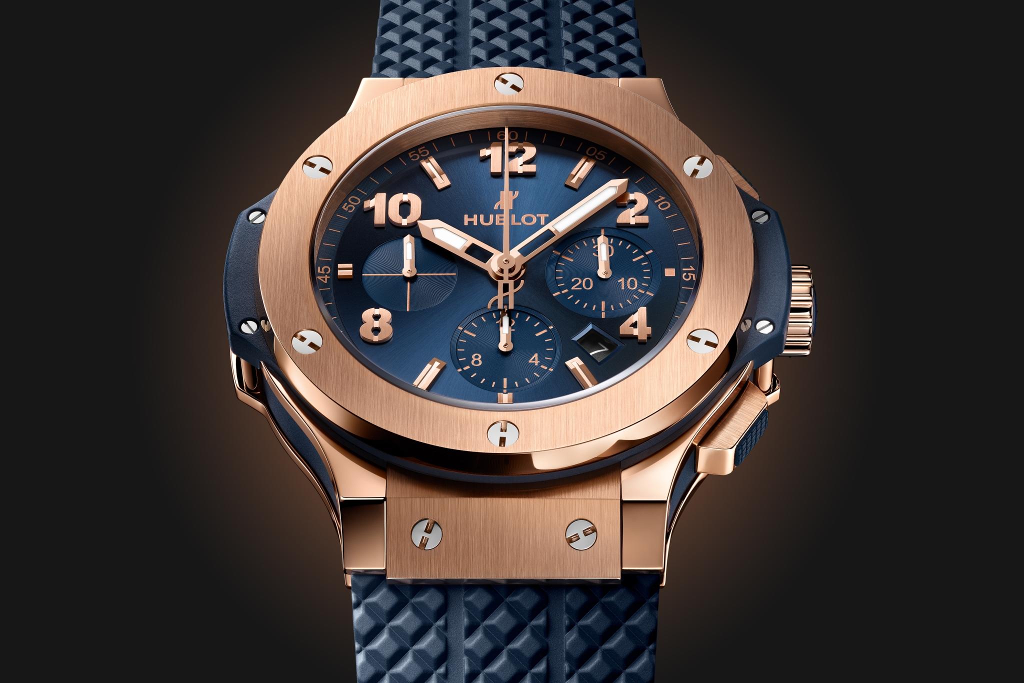 Men's watch / unisex  HUBLOT, Big Bang Original Gold Blue / 44mm, SKU: 301.PX.710.RX | watchapproach.com