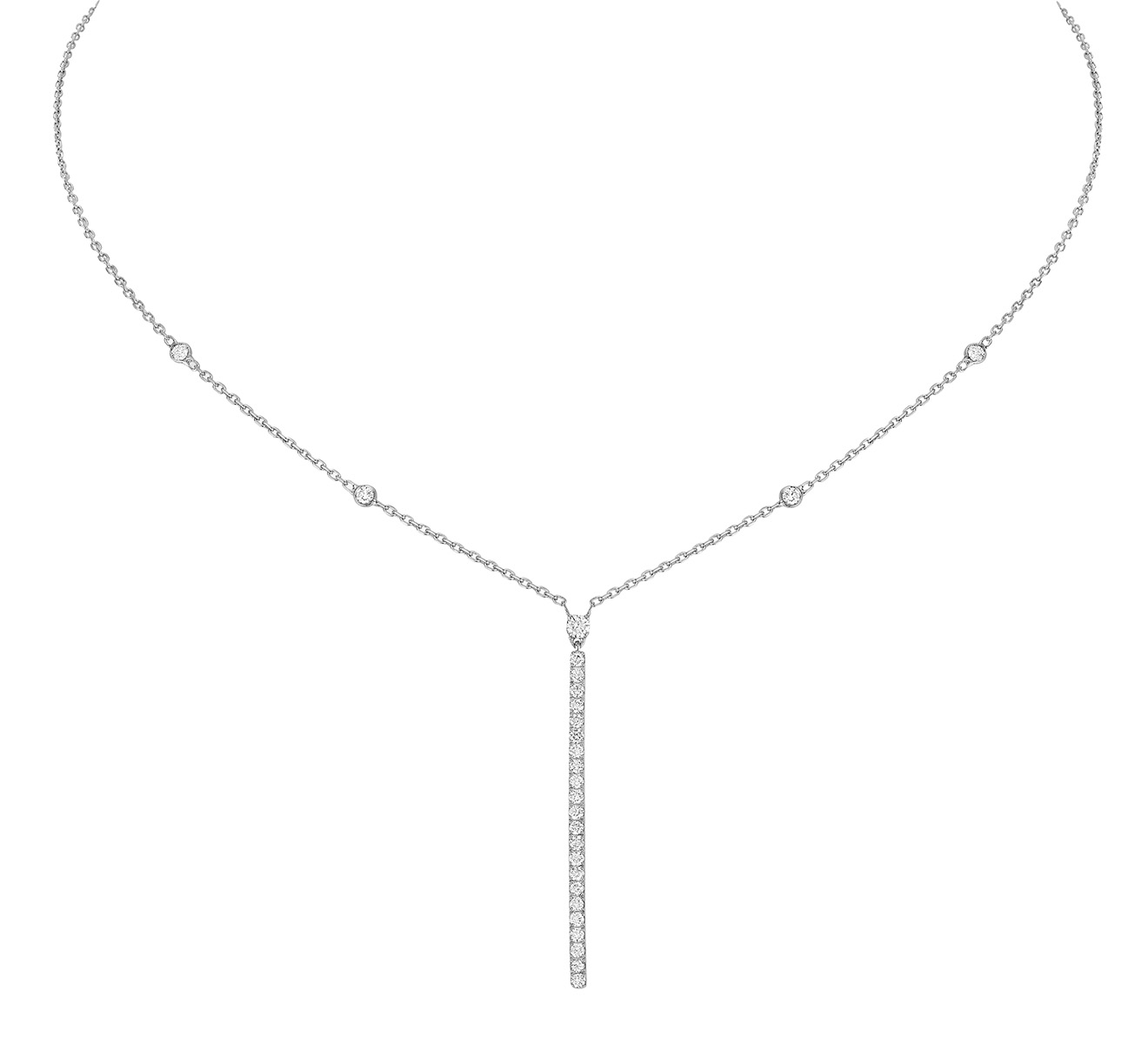 Women Jewellery  MESSIKA, Gatsby Vertical Bar White Gold Diamond Necklace, SKU: 05448-WG | watchapproach.com