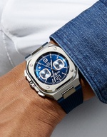 Men's watch / unisex  BELL & ROSS, BR 05 Chrono Blue Steel / 42mm, SKU: BR05C-BLU-ST/SRB | watchapproach.com