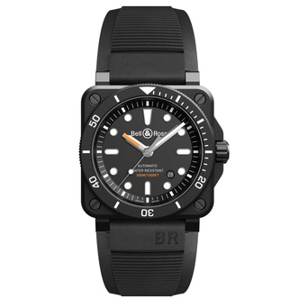 Men's watch / unisex  BELL & ROSS, BR 03-92 Diver Black Matte / 42mm, SKU: BR0392-D-BL-CE/SRB | watchapproach.com
