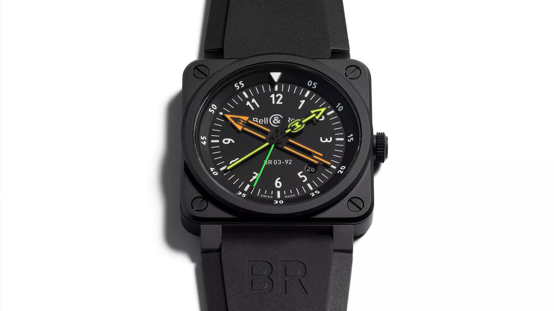 Men's watch / unisex  BELL & ROSS, BR 03-92 Radiocompass / 42mm, SKU: BR0392-RCO-CE/SRB | watchapproach.com