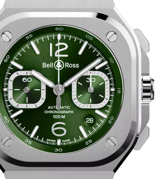 Men's watch / unisex  BELL & ROSS, BR 05 Chrono Green Steel / 42mm, SKU: BR05C-GN-ST/SST | watchapproach.com