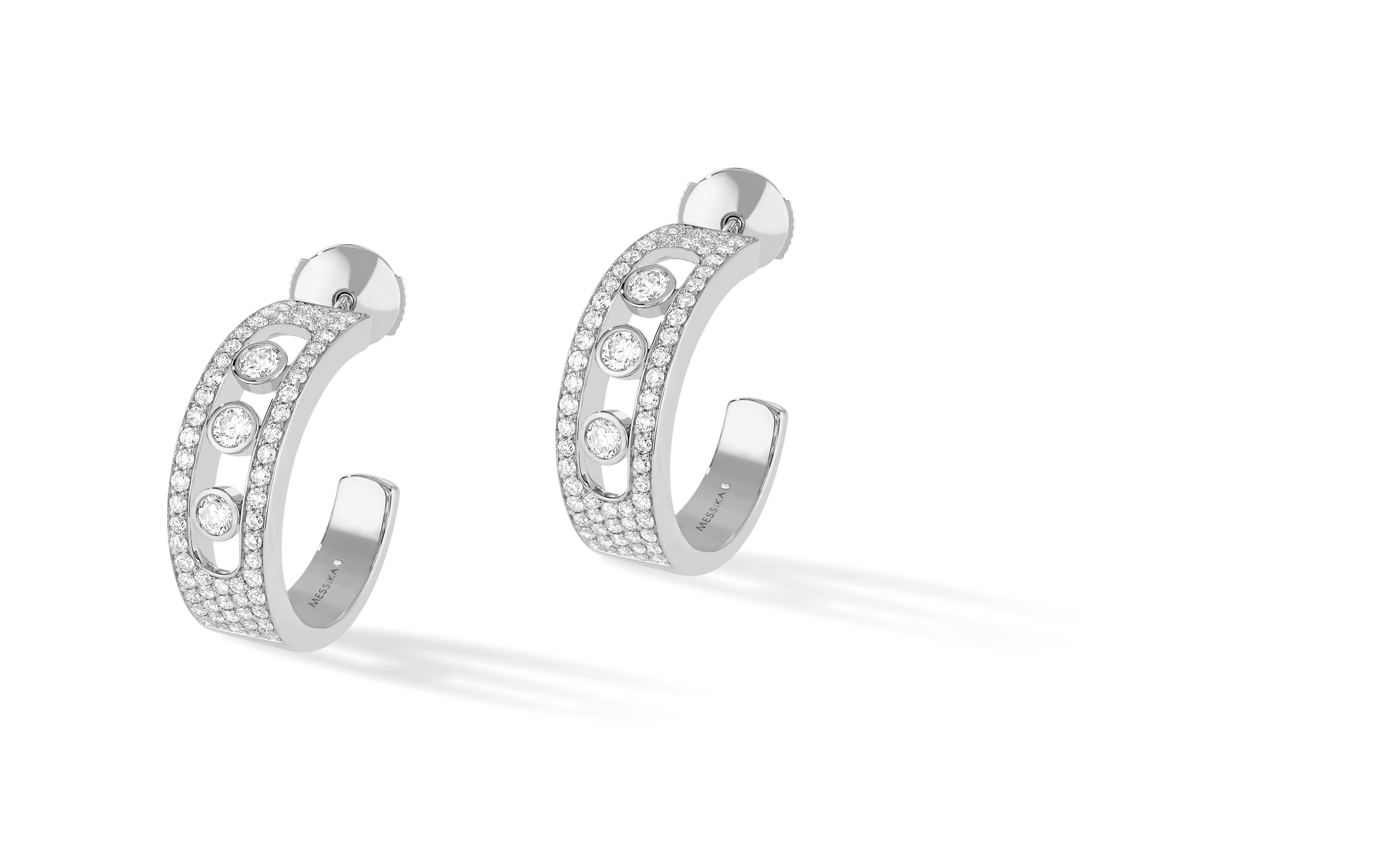 Women Jewellery  MESSIKA, Move Joaillerie MM Paved Hoop Earrings, SKU: 04711-WG | watchapproach.com