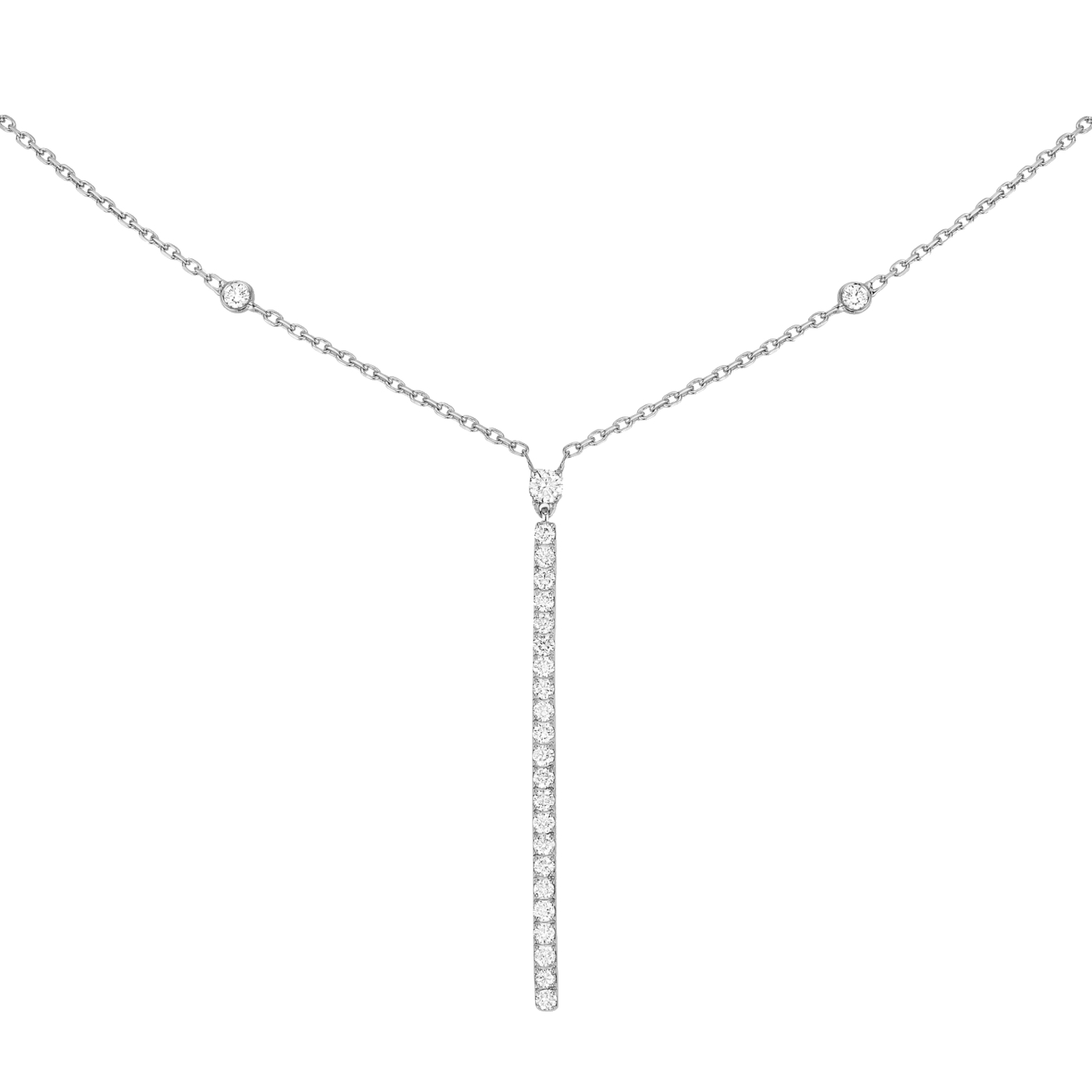 Gatsby Vertical Bar White Gold Diamond Necklace