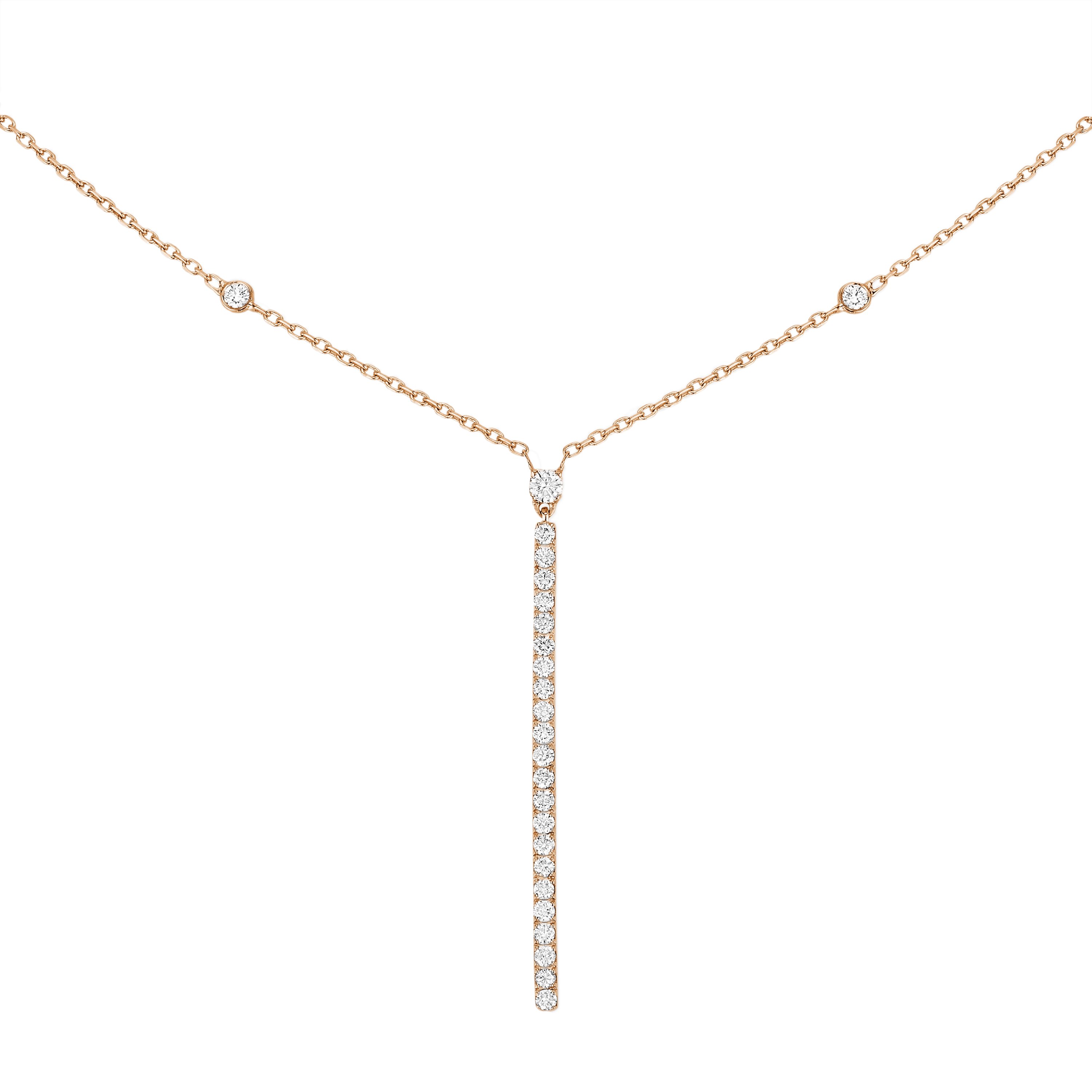 Women Jewellery  MESSIKA, Gatsby Vertical Bar Pink Gold Diamond Necklace, SKU: 05448-PG | watchapproach.com