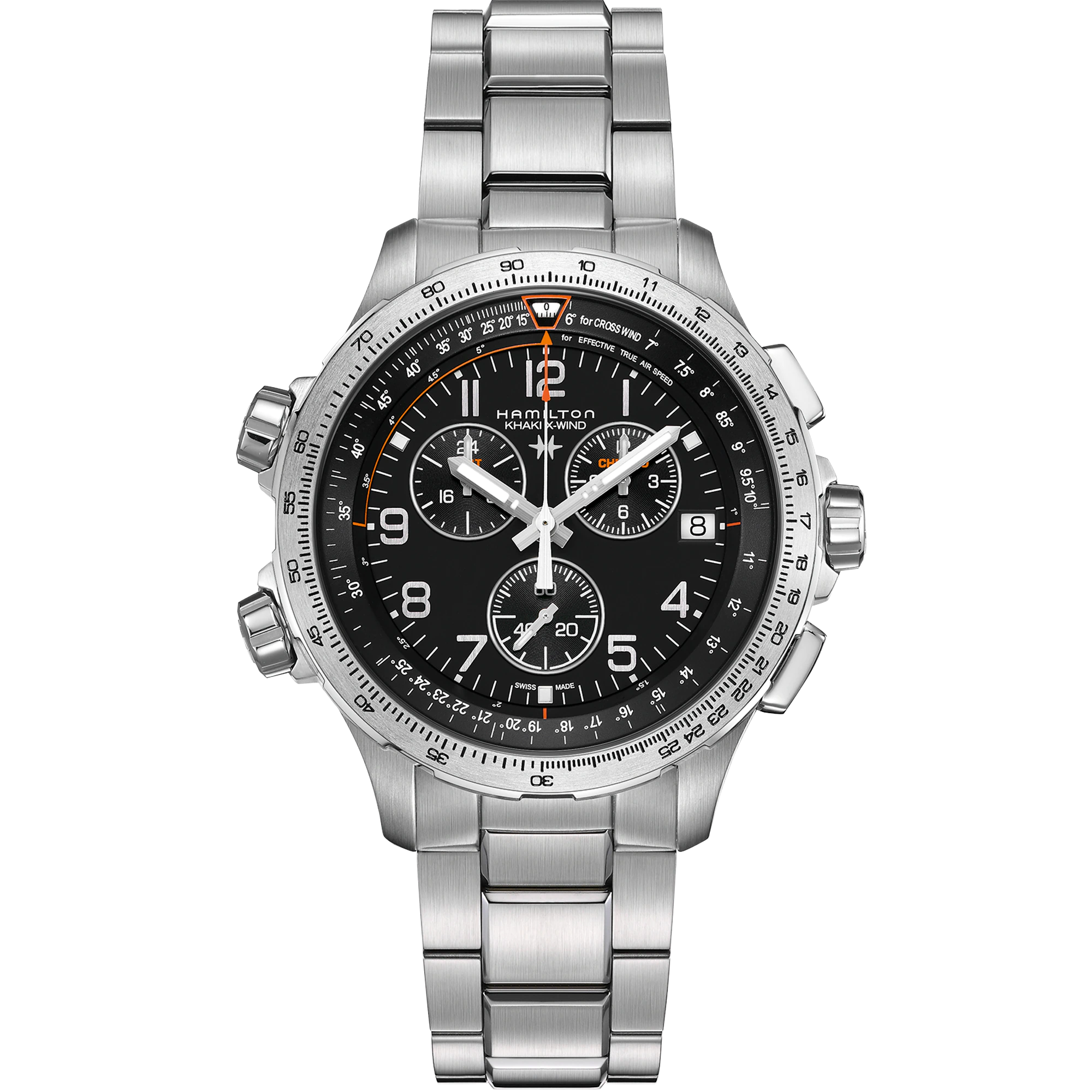 Men's watch / unisex  HAMILTON, Khaki Aviation X-Wind GMT Chrono Quartz / 46mm, SKU: H77912135 | watchapproach.com